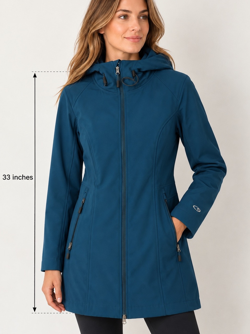 Champion Women’s VentureDry Teal Hooded Softshell Long Coat Jacket Size M 33”